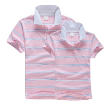 Vente en gros rayé couple rose polo t-shirt